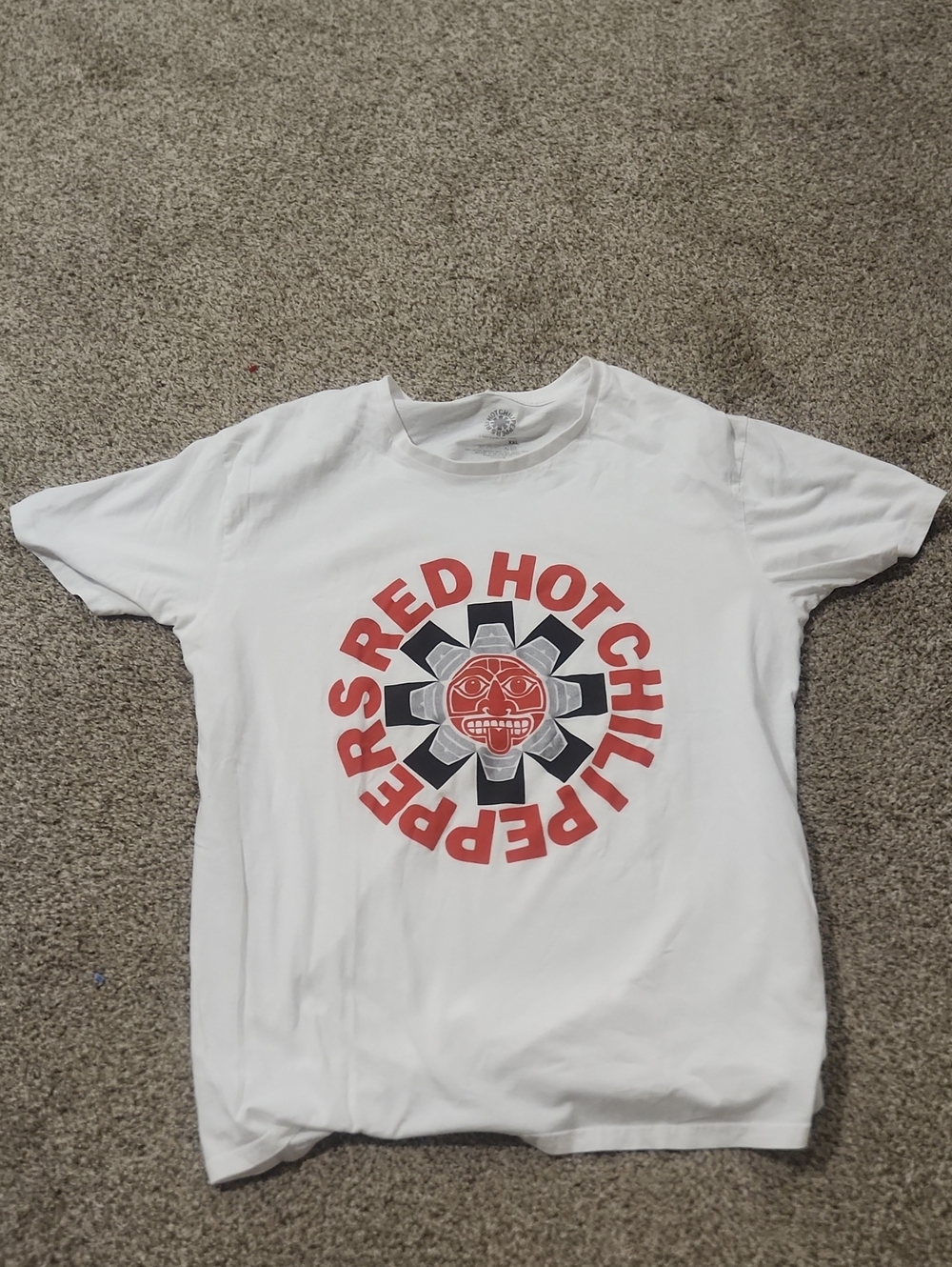 Red Graphic Band Logo Short Sleeve Tee - White